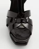 Image 4 of 6: Saint Laurent Tribute Patent T-Strap Platform Sandals