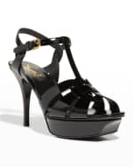 Image 3 of 6: Saint Laurent Tribute Patent T-Strap Platform Sandals
