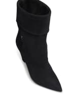 Image 3 of 5: Saint Laurent Liz Suede Cone-Heel Boots