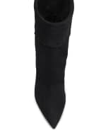 Image 5 of 5: Saint Laurent Liz Suede Cone-Heel Boots