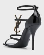 Image 3 of 6: Saint Laurent Cassandra YSL Medallion Stiletto Sandals