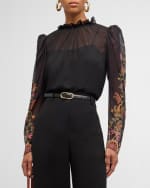 Image 3 of 6: Saloni Mel-B Floral Silk Georgette Blouse