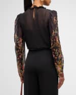 Image 4 of 6: Saloni Mel-B Floral Silk Georgette Blouse