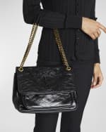 Image 2 of 5: Saint Laurent Niki Medium Flap YSL Shoulder Bag in Crinkled Leather