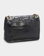 Image 4 of 5: Saint Laurent Niki Medium Flap YSL Shoulder Bag in Crinkled Leather