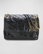 Image 1 of 5: Saint Laurent Niki Medium Flap YSL Shoulder Bag in Crinkled Leather