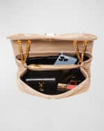 Image 4 of 6: Saint Laurent Loulou Medium YSL Shoulder Bag in Quilted Suede