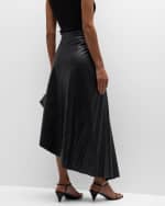 Image 4 of 6: A.L.C. Tracy Pleated Side-Ruched Faux Leather Maxi Skirt