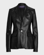 Image 1 of 5: Ralph Lauren Collection Parker Leather Single-Breasted Blazer Jacket