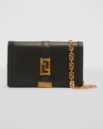 Image 1 of 6: Versace Greca Goddess Leather Wallet on Chain