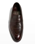 Image 4 of 4: John Lobb Men's Adley Leather Penny Loafers