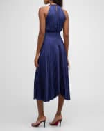 Image 3 of 6: A.L.C. Renzo II Satin Pleated High-Neck Midi Dress