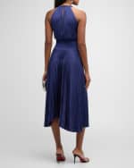 Image 4 of 6: A.L.C. Renzo II Satin Pleated High-Neck Midi Dress