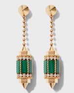 Image 1 of 4: Roberto Coin 18k Rose Gold Diamond & Malachite Drop Earrings
