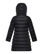 Image 4 of 4: Moncler Girl's Moka Long Puffer Coat, Size 4-6