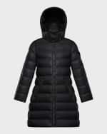 Image 3 of 4: Moncler Girl's Moka Long Puffer Coat, Size 4-6