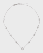 Image 1 of 5: Pearls By Shari Akoya Pearl Necklace with Diamond Flower Pendant