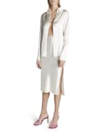 Image 4 of 5: Jacquemus Notte Logo Script Satin Shirt