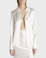 Image 1 of 5: Jacquemus Notte Logo Script Satin Shirt