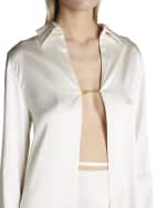 Image 5 of 5: Jacquemus Notte Logo Script Satin Shirt