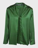 Image 2 of 7: Jacquemus Notte Logo Script Satin Shirt