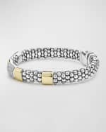 Image 4 of 5: LAGOS Diamond and Smooth Station Bracelet in 18K Gold with Sterling Silver Caviar Beading