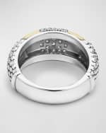 Image 3 of 5: LAGOS Diamond and Smooth Station Ring in 18K Gold with Sterling Silver Caviar Beading