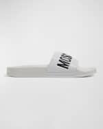 Image 1 of 6: Moschino Men's Logo Rubber Pool Slides