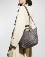 Image 3 of 6: MZ WALLACE Sutton Deluxe Small Metallic Top-Handle Bag