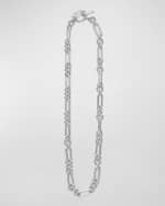 Image 2 of 4: LAGOS Sterling Silver Signature Caviar Adjustable Toggle Closure Fluted Link Necklace, 18"L