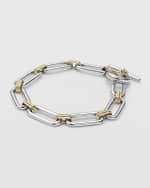 Image 2 of 4: LAGOS Sterling Silver and 18K Signature Caviar Smooth Oval Link Toggle Bracelet