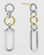 Image 4 of 4: LAGOS Sterling Silver and 18K Signature Caviar 3-Part Circles and Oval Drop Earrings