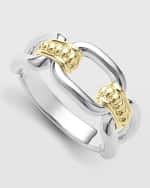 Image 4 of 4: LAGOS Sterling Silver and 18K Signature Caviar 9mm Oval Link Ring