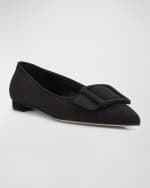 Image 5 of 6: Manolo Blahnik Maysale Suede Buckle Ballerina Flats