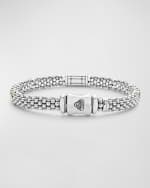 Image 3 of 4: LAGOS 18K Gold Stations on Sterling Silver Caviar Bead Bracelet with Pink Sapphires. 6mm