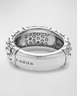 Image 3 of 5: LAGOS Pavé Diamond and Sterling Silver Caviar Bead 9mm Band Ring