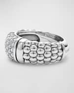 Image 5 of 5: LAGOS Pavé Diamond and Sterling Silver Caviar Bead 9mm Band Ring