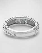 Image 3 of 5: LAGOS Pavé Diamond and Sterling Silver Caviar Bead 6mm Band Ring