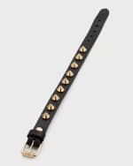 Image 4 of 5: Christian Louboutin Men's Loubilink Spike Leather Bracelet