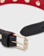 Image 3 of 5: Christian Louboutin Men's Loubilink Spike Leather Bracelet