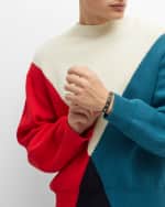 Image 5 of 5: Christian Louboutin Men's Loubilink Spike Leather Bracelet