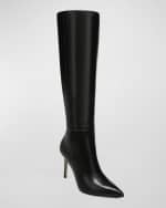Image 2 of 4: Veronica Beard Lisa Leather Stiletto Wide-Calf Knee Boots