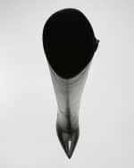 Image 4 of 4: Veronica Beard Lisa Leather Stiletto Wide-Calf Knee Boots