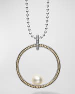 Image 4 of 4: LAGOS Luna Pearl 35mm Caviar Circle Pendant Necklace
