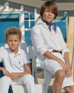 Image 2 of 5: Ralph Lauren Childrenswear Boy's Logo Embroidered Flat Front Chino Shorts, Size 8-14