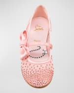 Image 3 of 5: Christian Louboutin Girl's Melodie Strass Sheer Ballet Flats, Toddler/Kids