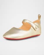 Image 2 of 5: Christian Louboutin Girl's Love Chick Metallic Leather Ballerina Shoes, Baby
