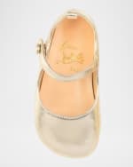 Image 3 of 5: Christian Louboutin Girl's Love Chick Metallic Leather Ballerina Shoes, Baby