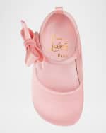 Image 3 of 5: Christian Louboutin Girl's Lou Satin Bow Ballet Flats, Baby