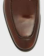 Image 4 of 6: Ferragamo Men's Gustav Gancini-Bit Leather Loafers